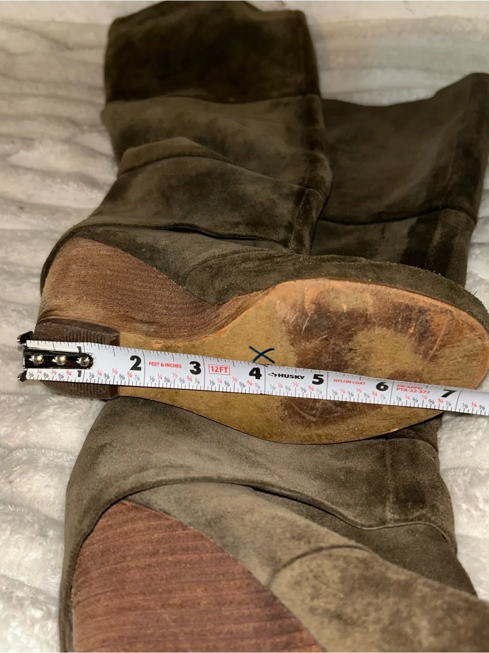 Fergie y2k Olive Green fold over Suede Over-the-Knee Wedge Boots